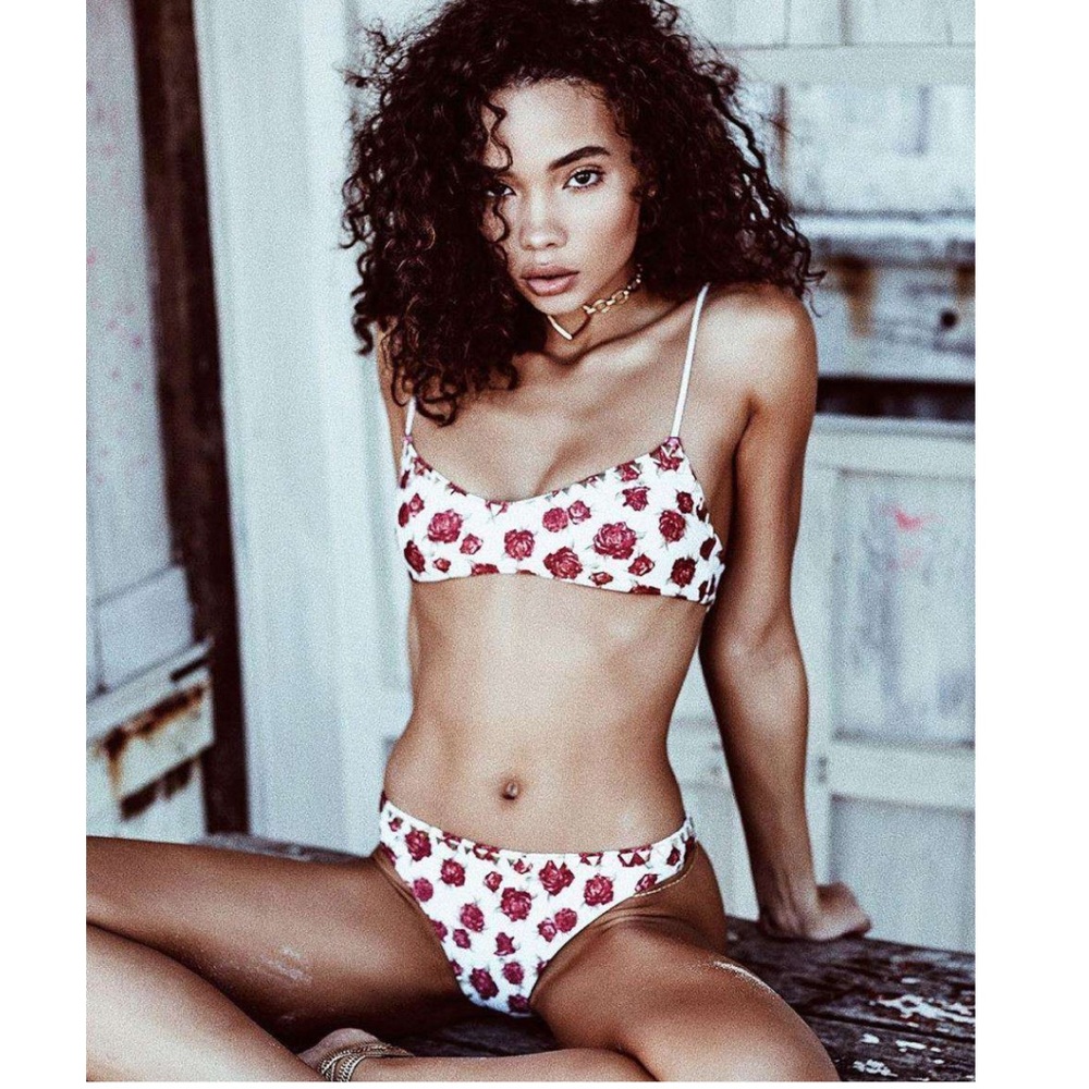 Same swim bikini set rosebud print w studs